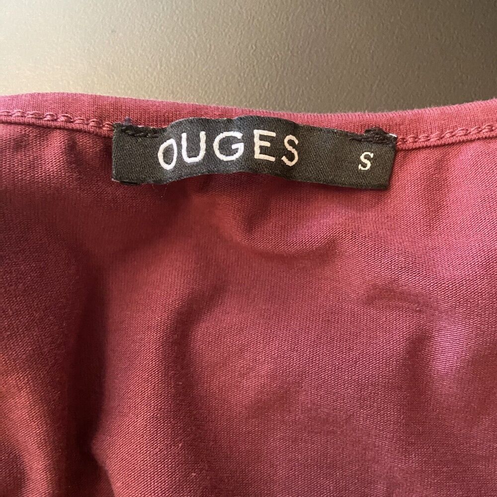 Ouges Dress Sz S Maroon Red Long Sleeve Button Po… - image 7
